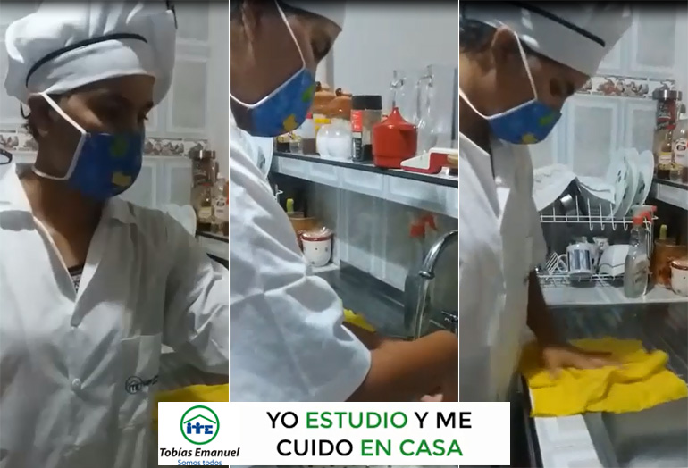 tobias emanuel trabajos que hacemos desde casa asi se asean las manos y la zona de trabajo antes de toda preparacion culinaria